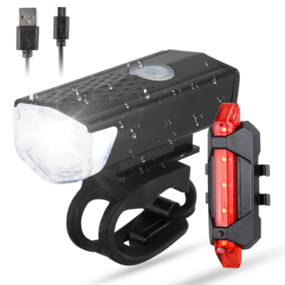USB Rechargeable Set Bike Front And Rear LED Lights