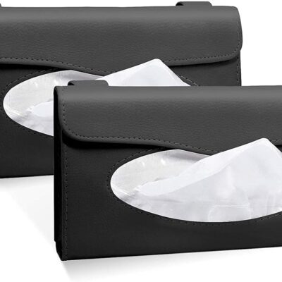 Two Pack Sun Visor PU Leather Tissue Holders