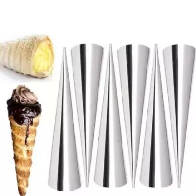 6 PC Stainless Steel Horn / Croissant   Cone Pastry...