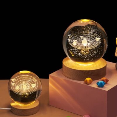 3D Planet Crystal Ball,with Wooden Base,3D Crystal...