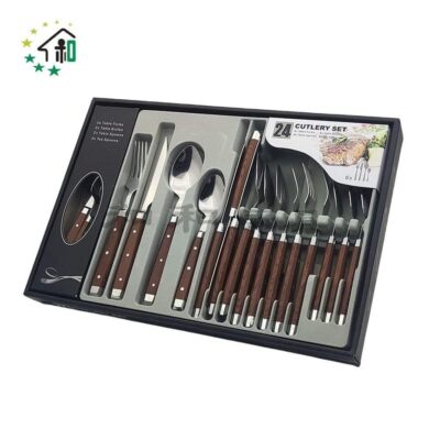 24 Piece Stainless Steel Cutlery Set – Brown